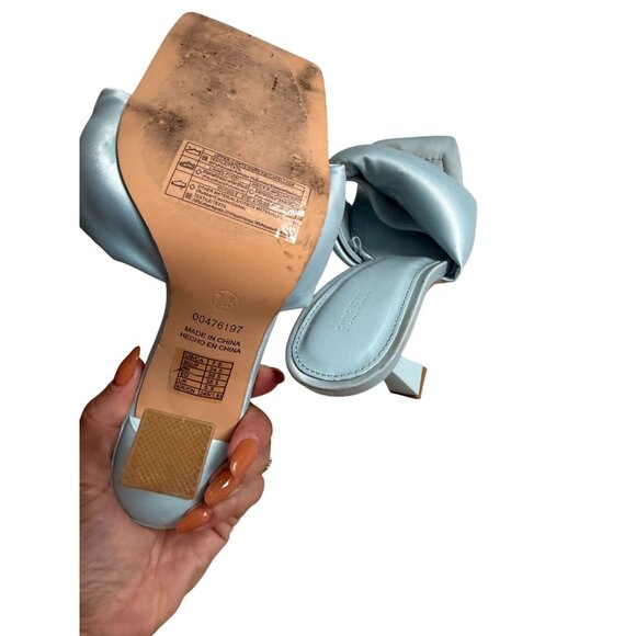 F21 Light Powder Blue Padded Pillow Strap Sandals Heels Size 7.5 - Picture 6 of 10